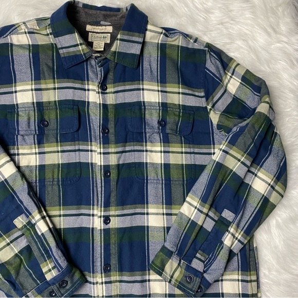 LL Bean Fleece Lined Flannel Shirt Jacket Plaid Traditional Fit Mens Size XL - Picture 2 of 11